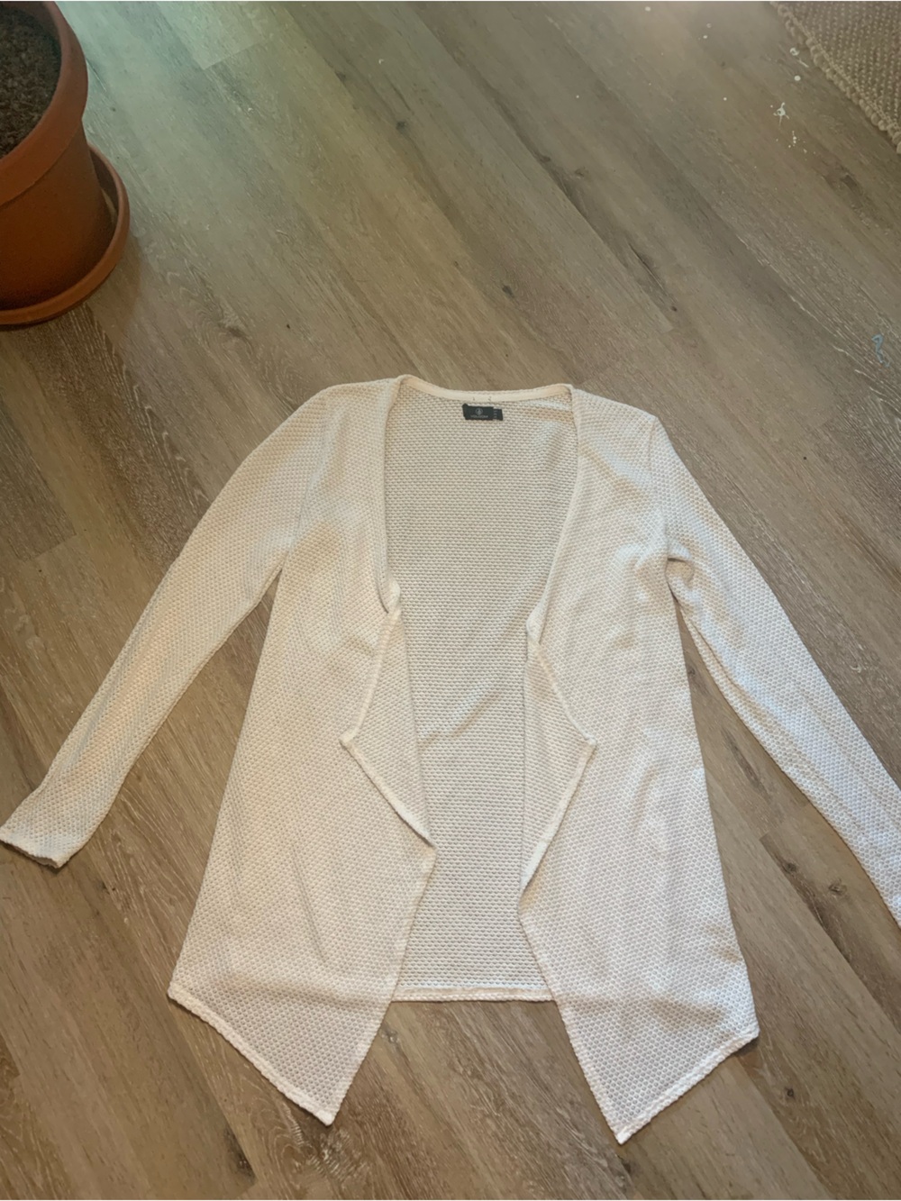 Volcom Women’s Cream Open-Front Textured Knit Cardigan Size Small